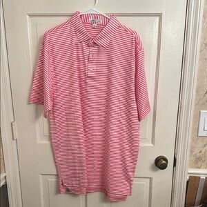 Peter Millar Striped Pink Polo Shirt size XL